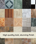 Peel And Stick 18 Inch Vinyl Floor Tiles 10 Piece Self Adhesive Set In Rustic Copper Slate Pattern For Kitchen Bathroom And Dining Room DIY Flooring No Glue Needed Easy Install Ideal For Quick Home Makeover sample patterns display