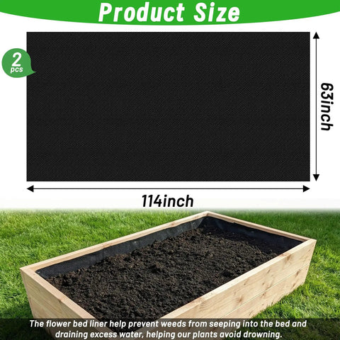 63 By 114 Inch Raised Garden Bed Liner Set With Heavy Duty Cuttable Non Woven Fabric shown in wooden garden bed