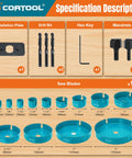 Open Slot Hole Saw Kit With Double Ground Teeth 21 Piece Drill Bit Set Including 13 Blades From Three Quarter Inch To Six Inch