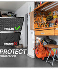 EVA Interlocking Floor Mats With Puzzle Tiles 12x12 Inch Foam Padding installed in a garage, showing flooring protection.