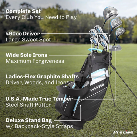 Ladies Complete Right Handed Golf Club Set With Lightweight Shafts, Regular And Petite Sizes, 14 Pieces Including Driver, Bag