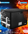Fireproof File Box With Lock And Zipper Pockets, Collapsible Filing Organizer Storage Cabinet, Water Resistant Black
