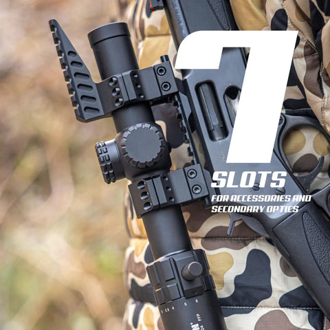 Hunter holding rifle with Anti Cant Leveling Scope Rings With Integrated Bubble Level And Diving Board For 30mm Scope Tubes