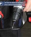 Using Heavy Duty Impact Square Socket Adapter Set, 10 Piece, 1/4 Inch Square Tip, Hex Shank, with black drill for fastening