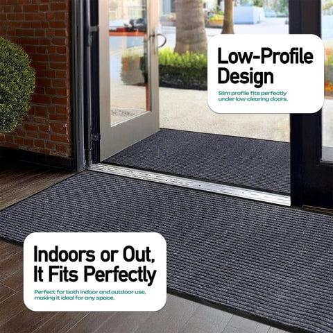 No Nonsense Heavy Duty 3 X 5 Foot Rubber Border Commercial Floor Mat For High Traffic Entrances Waterproof Low Profile Door Rug That Traps Rain Mud And Dirt Made In The USA Charcoal Grey