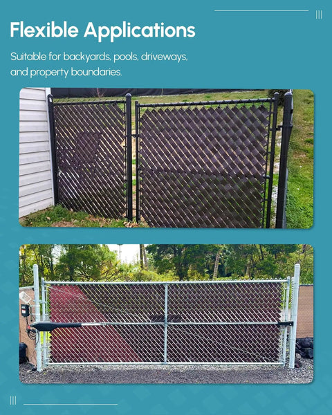 Privacy Slats For Chain Link Fence, Easy DIY Polyethylene Weave For Backyards And Gardens, Great For Pool Enclosures, 250 Ft Roll In Brown, Made In USA, Boost Privacy, Security And Curb Appeal installed on fences