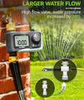 Brass Inlet With Brass Swivel Sprinkler Timer With Rain Delay And Manual Watering Digital Hose Irrigation System Kit For Lawns 1 Outlet Durable Metal Filter Gaskets To Stop Sediment Weatherproof Yard Water Timer installed on brick wall