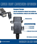 Waterproof Go-To Motorcycle Dual USB Charger Kit With SAE To USB Adapter showing multi mounting options and waterproof cap
