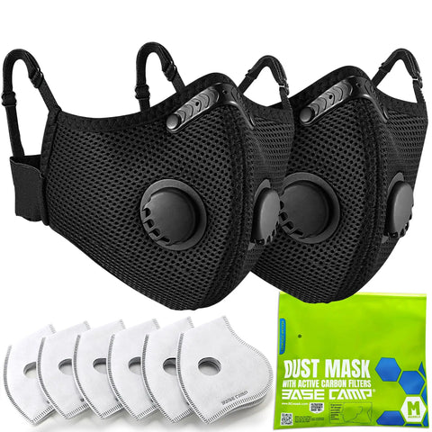 Upgrade M Plus Dust Mask 2 Pack Breathable Reusable Face Mask With 6 Activated Carbon Filters For Woodworking Construction