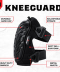 Heavy Duty Gel Knee Pads For Work with durable hard cap, adjustable straps, soft foam cushion, thick gel, reinforced rivets, black design