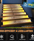 Solar Step Lights For Outdoors Waterproof IP67 Stair And Deck Lights Pack Of 6 illuminating stone steps at night