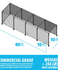 Heavy Duty Baseball and Softball Batting Cage With Wheels For Backyard Driveway And Club Training Commercial Grade Portable Cage Built Tough Steel Frame Premium Netting Easy Setup 40 Ft Practice Space diagram