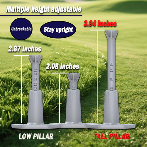Adjustable Golf Tees For Indoor And Outdoor Practice For Mats, Rubber Driving Range Tees With Two Pole Height on grass