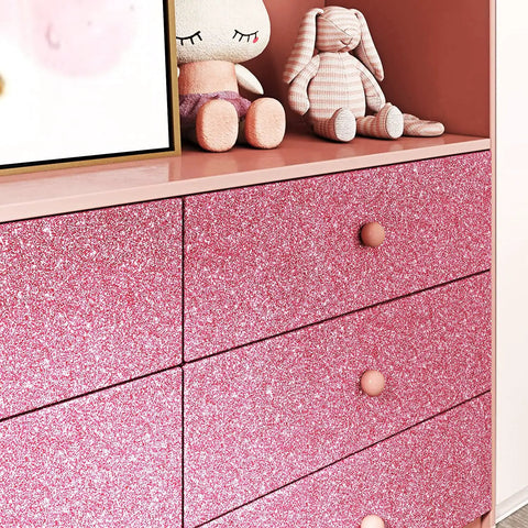 Pink Glitter Wallpaper Peel And Stick For Girls Bedroom Self Adhesive Glitter Contact Paper Waterproof Decor on Cabinet