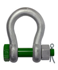 Heavy Duty Bow Shackle With Safety Bolt 85 Ton WLL Tough As Nails Industrial Grade Steel Meets EN 13889 US Federal RR-C-271 Type IVA Class 3 Grade A Galvanized Hot Dip -20C To +200C front view