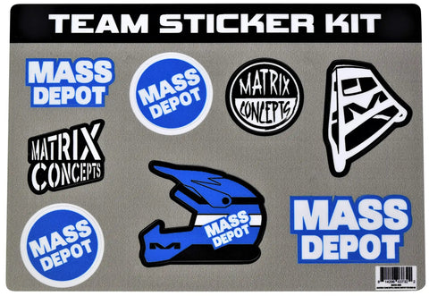 Limited edition 25 piece sticker kit for A2 Motocross Aluminum Dirt Bike MX Stand, featuring various logos and designs.