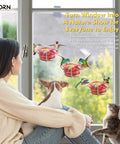 Window Hummingbird Feeder Three Pack With Strong Suction Cup And Stainless Steel Base, 3.4 Oz Capacity, Attached to Window