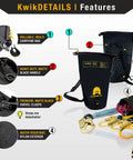 Tsunami Kit All-In-One Premium Braided Rope Vertical Lifeline With One D Ring Safety Harness Heavy-Duty Lightweight Tool Lanyard Roof Anchor And 20L Dry Bag ANSI OSHA Fall Protection System 25 Feet, featuring rollable bag with matte black handle and swivel clasps.