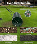 24 Inch Compost Spreader For Garden And Lawn, Push Or Tow Behind Roller Spreader For Fertilizer Peat Moss And Compost in use