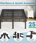 King Size Box Spring And All In One Mattress Foundation 18 Inch Steel Frame Heavy Duty Metal Bed Support with foldable legs and plug-in design.