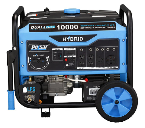 Dual Fuel Portable Generator With Switch And Go Tech And Electric Start, 10,000W Peak, 8,000W Rated Gas, front view