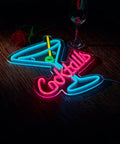 Neon Bar Sign For Home Bar And Man Cave, Dimmer USB Powered 5V Light With Flexible Silicon LED Strip On Clear Acrylic Board, 16x12 Inches, Wall Decor For Cocktails And Beer Vibe