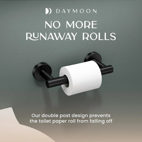 Matte Black Toilet Paper Holder 2 Pack Wall Mount Modern Roll Rack For Bathroom with no-slip design and rust-resistant features.