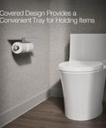 Components Covered Double Toilet Tissue Holder With Top Tray beside modern toilet, corrosion resistant chrome finish