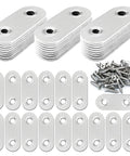Forty Piece Heavy Duty Stainless Steel L Brackets Rock Solid Furniture Repair Kit With Hardcore Corner Braces Built Tough To Fix Wobbly Tables Or Creaky Beds Includes Eighty Premium Screws, showing stainless steel brackets and screws.