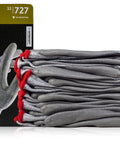 HyFlex 11-727 Cut Resistant Gloves for Machinery Auto Shop and Warehouse Use, small size, grey, 12 pairs shown stacked with packaging