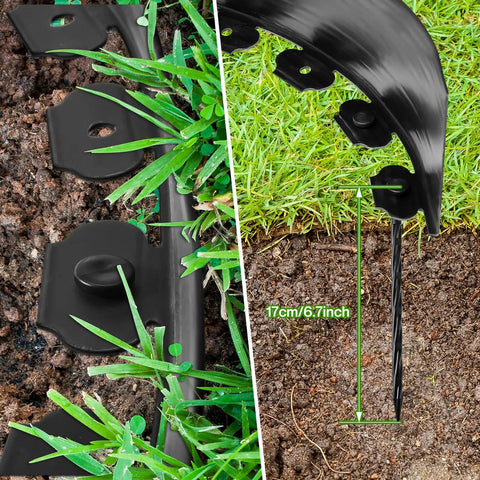Six Inch By Fifty Foot Landscape Edging Kit Plastic Border For Lawn Garden And Yard With Forty Five Anchoring Spikes in soil
