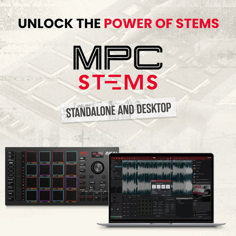 MPC Stems standalone and desktop interface with Dope Beat Making MIDI Controller With 16 Velocity Sensitive RGB Pads And Aftertouch, MPC Software Integration, Assignable Touch Strip, LCD Display, USB Powered, 8 Banks Of Pads For Expressive Windows And Mac Music Production.