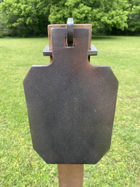 12 Inch Tall IDPA IPSC Steel Shooting Target with 3/8 Inch AR500, Unpainted Hanger Target and 2x4 Topper Hook