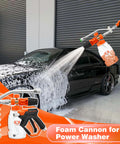 Dual Tip Foam Cannon For Pressure Washer Gun With Quick Connect One Quarter Inch Stainless Steel Car Wash Foam Blaster in use on car