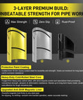 Heavy Duty Magnetic Steel Pipe Cutting Guide Kit Slide Right On And Skip The Math For 22 5 45 90 Degree Saddle Notches with 3-layer build.