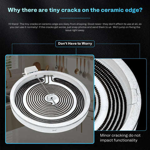 Radiant Surface Burner Element 9 Inch 3100W Replacement For GE Hotpoint Haier Electric Range Oven Stove Cooktop Fits JB745DF1WW JB630RF1SS JD630SF1SS PS905SP2SS JBP81SM2SS EAP2321567 1 Pack Luxrilix with minor ceramic edge cracks