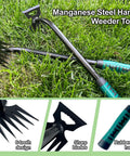 Two Pack Weed Puller Tool With Six Teeth Manganese Steel Garden Hand Weeder Durable Root Uprooting Tool For Lawn And Garden Easy Dig And Pull No Sweat Includes Rubber Gloves, 6-tooth head and rubberised handle