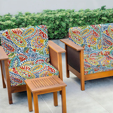 8 Pcs Paisley Patio Sofa Cushion Covers Set Stretchy Replacement Slipcovers For Outdoor And Indoor Cushions Fits 20 To 27 Inch Cushions 2 To 7 Inch Thick on wooden chairs