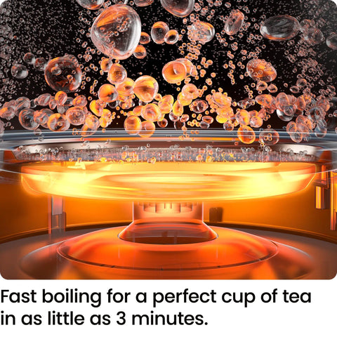 Close-up of boiling water in a Fast 1.8L Electric Kettle 1500W For Quick Boil Tea Coffee With Removable Lid Auto Shut Off.
