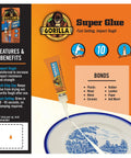 Clear All Purpose Glue In Four 3 Gram Tubes With Fast Setting applied on ceramic plate bonds glass plastic metal.