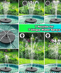 3.5W Glass Solar Fountain With Swivel Out Rods LED Lights And 2000mAh Battery 7 Nozzles Outdoor Solar Water Pump in use