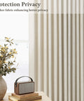 Sand Beige Linen Curtains 102 Inches Long for Living Room Two Panels 50 by 102 Inch Pinch Pleated Drape installed by window