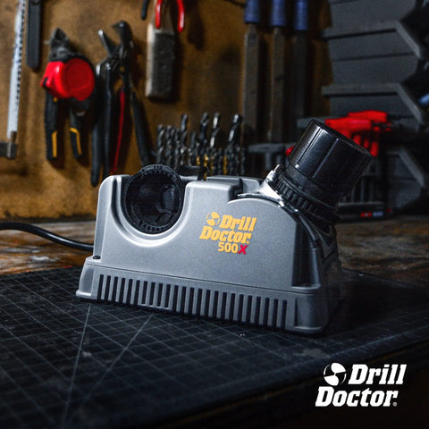 Electric Twist Drill Bit Sharpener For 3/32 To 1/2 Inch Bits on a workshop table, Pro Grade High Speed Portable Sharpening Device