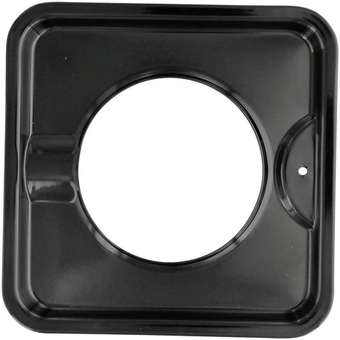 Heavy Duty 7.75 Inch Black Porcelain Square Gas Range Drip Pans Set of 4 Replacement, single pan top view