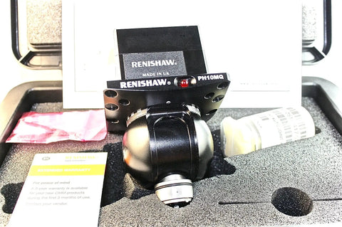 Top Tier Ph10mq Cmm Probe Head featuring precise 720 positioning in case, shown from the front with warranty documents.