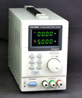 Programmable DC Power Supply 0-30V 0-5A with dual displays, coarse and fine adjustment, front view showing control panel.