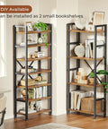 11 Shelf Ladder Bookcase With Open Display Shelves For Home And Office Wide Bookshelf For Books Decor CDs And More Storage Game Strong Sturdy Brown Finish Space Saving Organizer For Living Room Or Studio, two units shown with decor items and plants