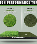 Game Ready Turf Golf Hitting Mat With 9 Tees And Rubber Tee Holder Heavy Duty Backing, showing premium rough and nylon turf