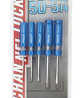 Packet of 7 Piece SAE Nut Driver Set With Hollow Shafts Acetate Handles Nickel Chrome Finish Heat Treated Alloy Steel