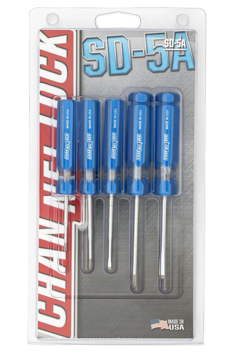 Packet of 7 Piece SAE Nut Driver Set With Hollow Shafts Acetate Handles Nickel Chrome Finish Heat Treated Alloy Steel